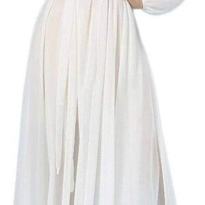 Women's Maxi Dress Chiffon Polyester Long Sleeve Crew Neck Belted Casual